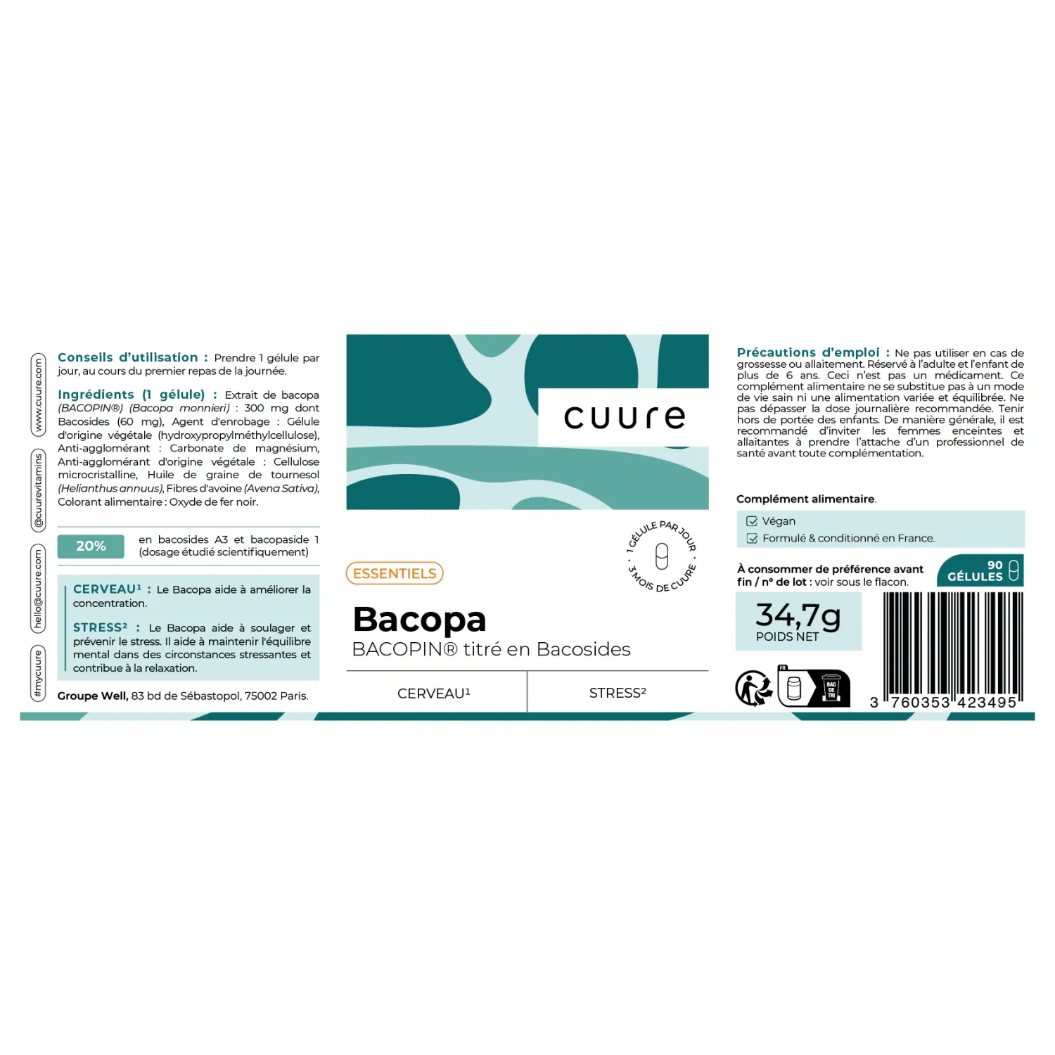 Cuure Bacopa label