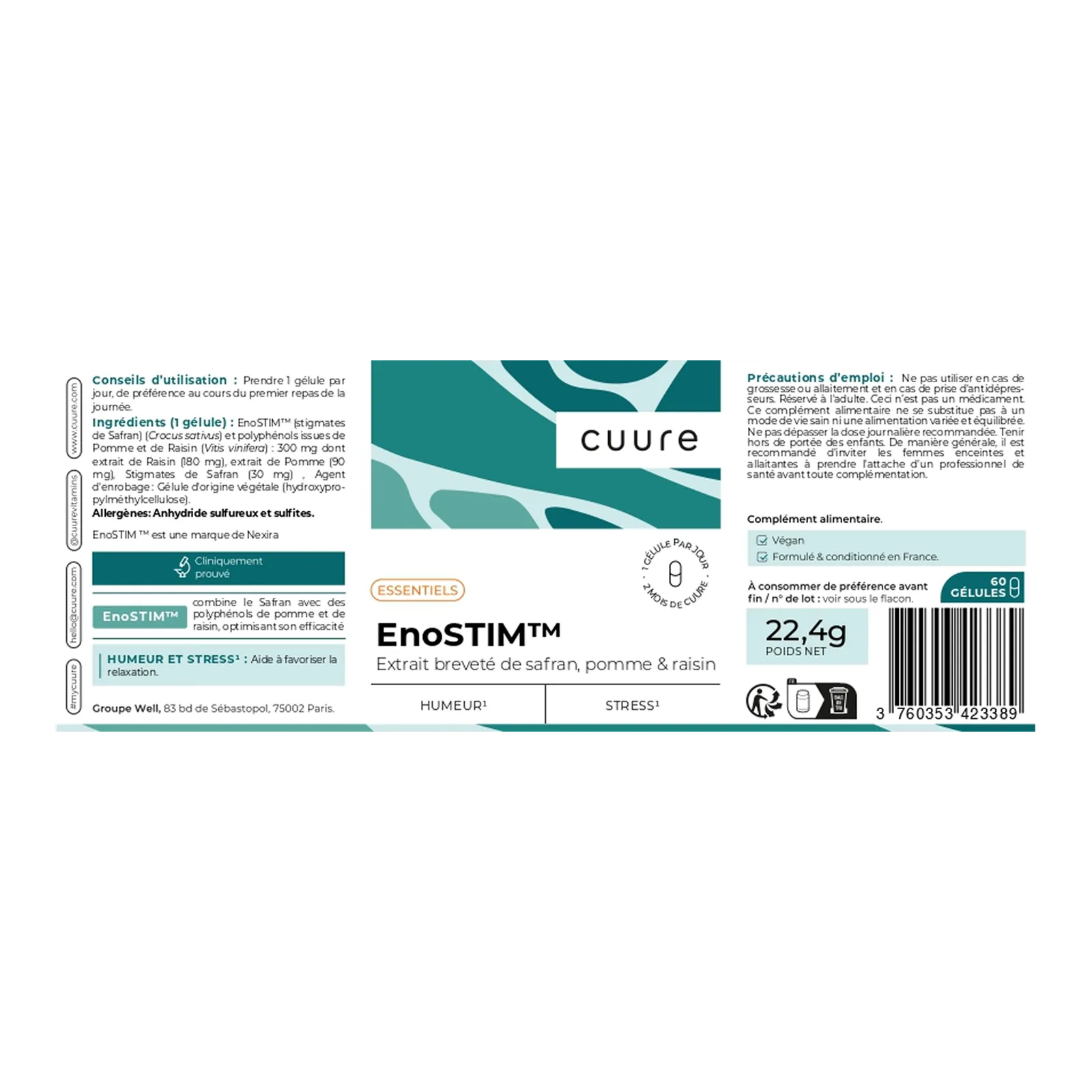 Saffron EnoSTIM™ label and leaflet