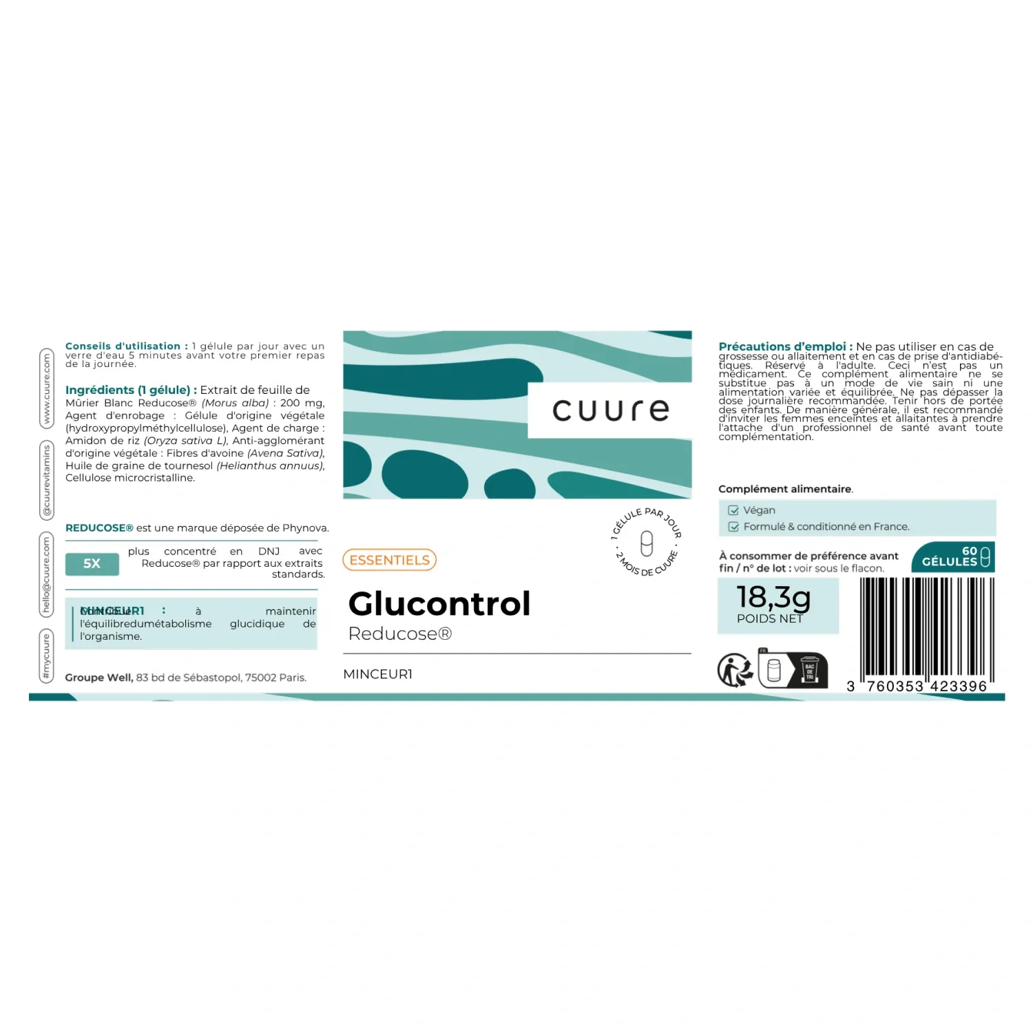 Etiquette du GluControl Cuure