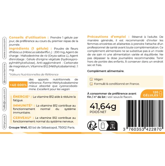 Etiquette de la Vitamine B12 Cuure