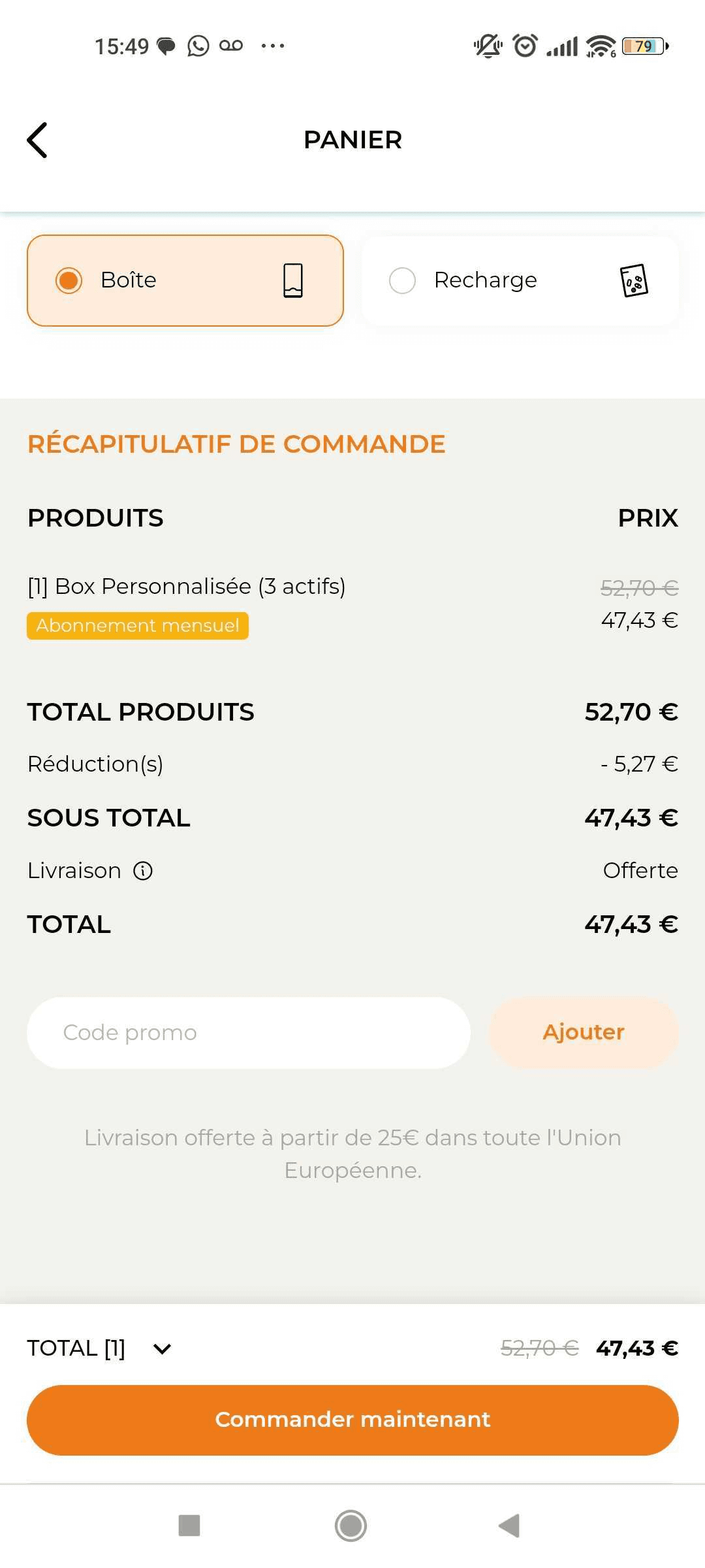 Comment faire pour recevoir mes recharges dans une enveloppe ?