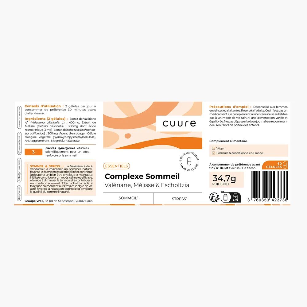 Étiquette du Complexe Sommeil Cuure