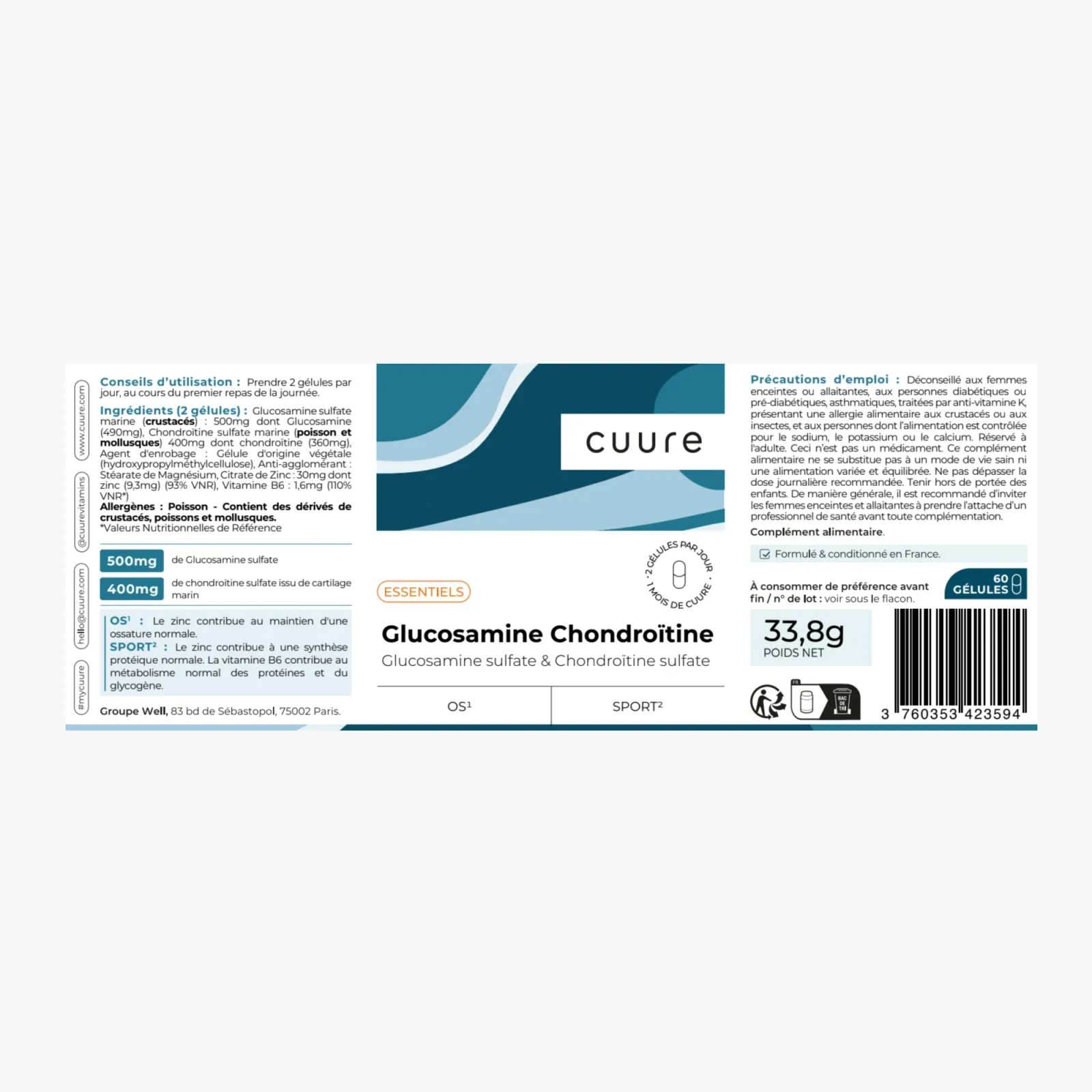 Glucosamine Chondroïtine, notice produit